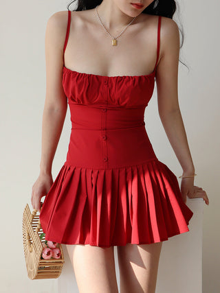 red low-cut sling Dress