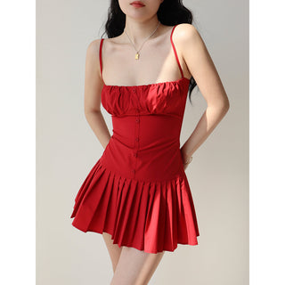 red low-cut sling Dress