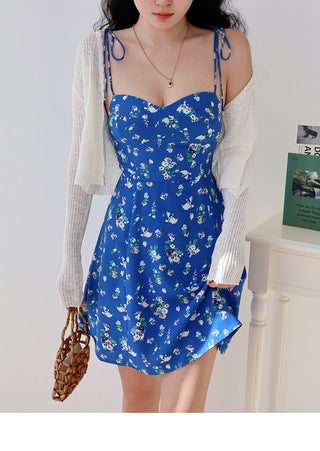 blue floral slip Dress