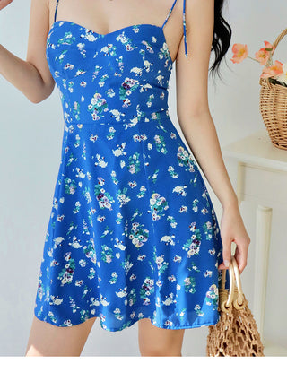 blue floral slip Dress