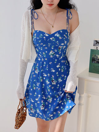 blue floral slip Dress