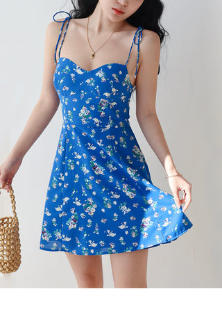 blue floral slip Dress