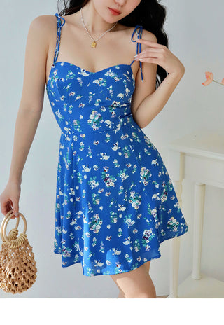 blue floral slip Dress