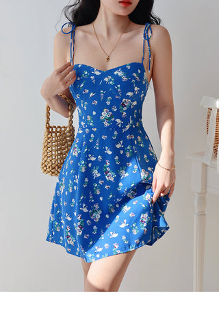 blue floral slip Dress