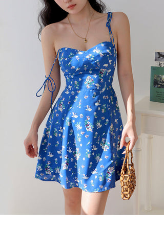 blue floral slip Dress