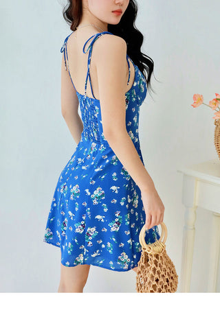 blue floral slip Dress