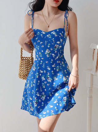 blue floral slip Dress