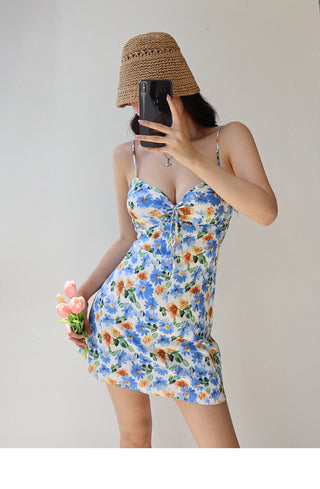 blue floral sling Dress