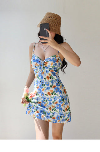 blue floral sling Dress
