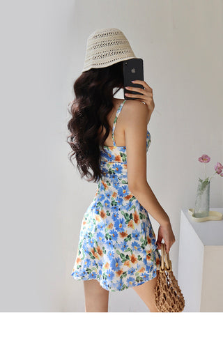blue floral sling Dress