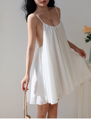 white halter pleated Dress