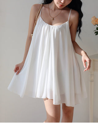 white halter pleated Dress