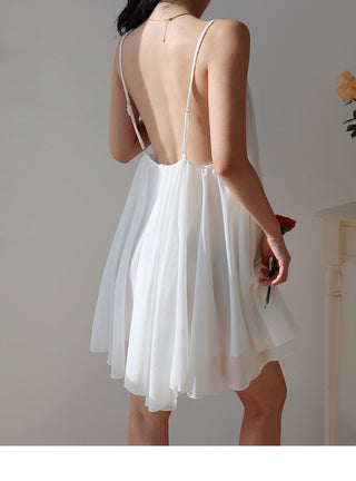 white halter pleated Dress