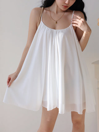 white halter pleated Dress