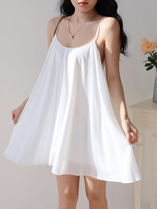 white halter pleated Dress