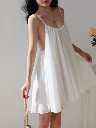 white halter pleated Dress