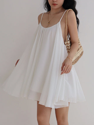 white halter pleated Dress
