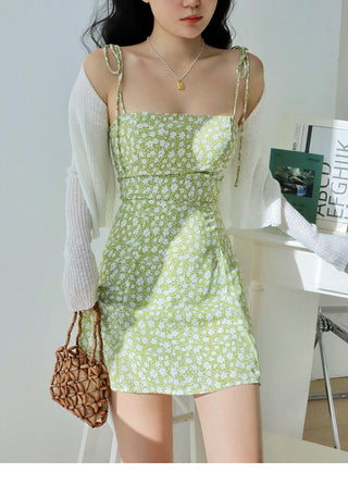 green floral slip Dress