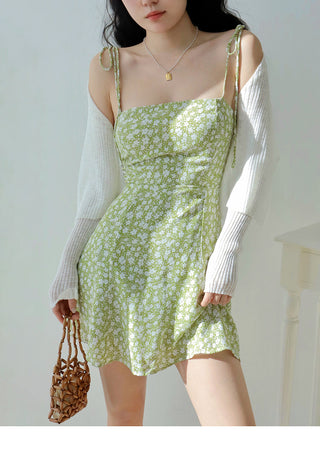 green floral slip Dress