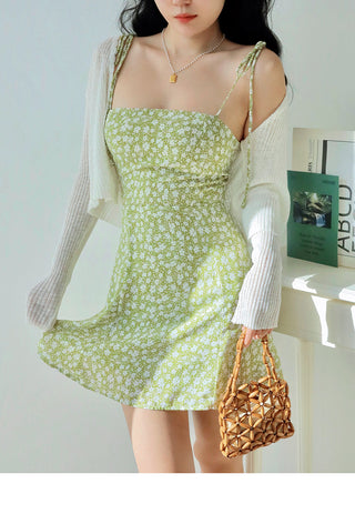 green floral slip Dress
