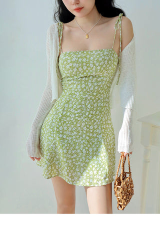 green floral slip Dress