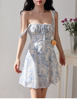 blue porcelain suspender Dress