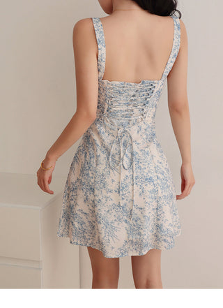 blue porcelain suspender Dress
