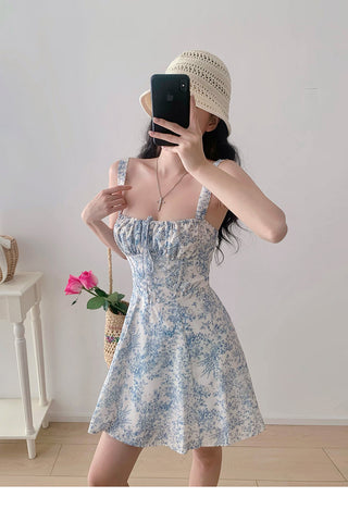 blue porcelain suspender Dress