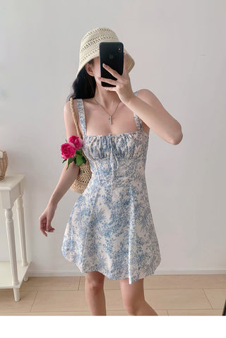 blue porcelain suspender Dress