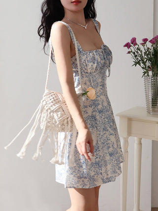 blue porcelain suspender Dress