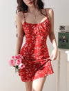 red floral slip Dress