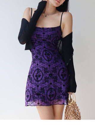 purple mesh suspender Dress
