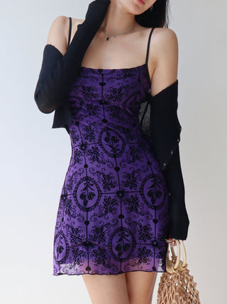 purple mesh suspender Dress
