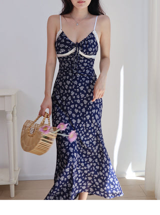dark blue floral dress