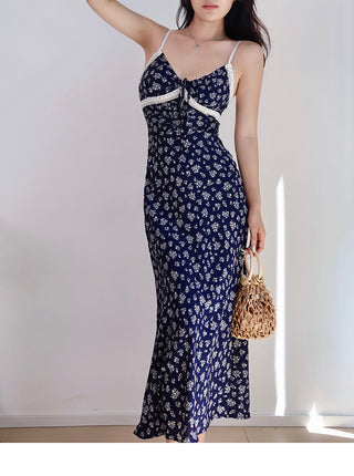 dark blue floral dress
