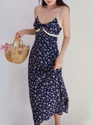 dark blue floral dress