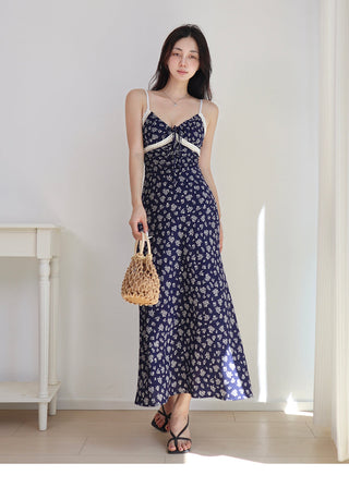 dark blue floral dress