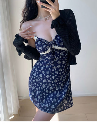 dark blue floral dress