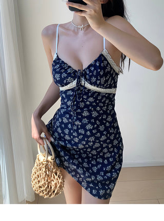 dark blue floral dress