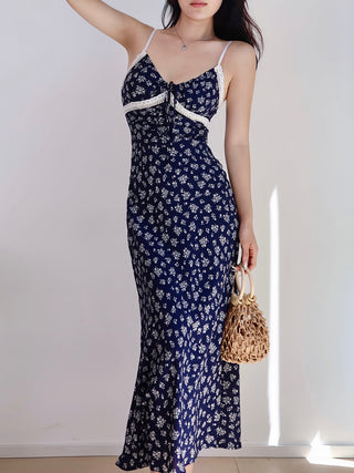 dark blue floral dress