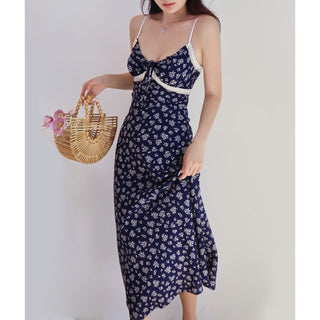 dark blue floral dress