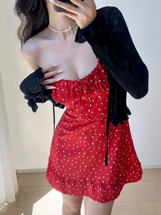 red floral suspender Dress 01