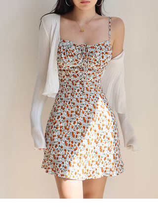 vintage floral suspender Dress