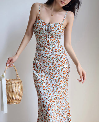 vintage floral suspender Dress
