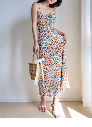 vintage floral suspender Dress