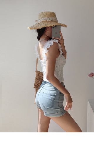 lace waist slimming tops