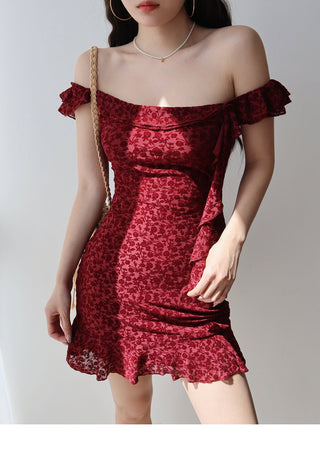 wine red short Dress