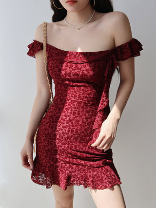 wine red short Dress
