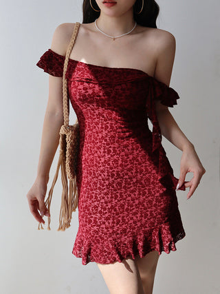 wine red short Dress