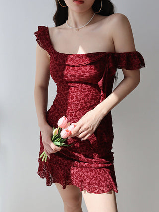 wine red short Dress